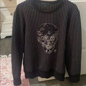SKULL CROSS STITCH EMBROIDERY SWEATSHIRT